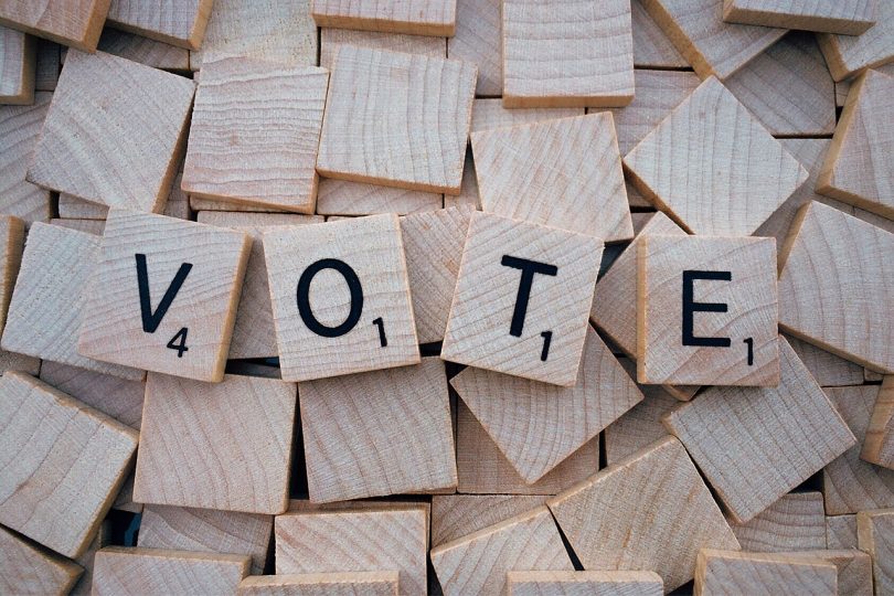 Scrabble letters VOTE