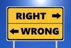 Arrows pointing different directions for right and wrong