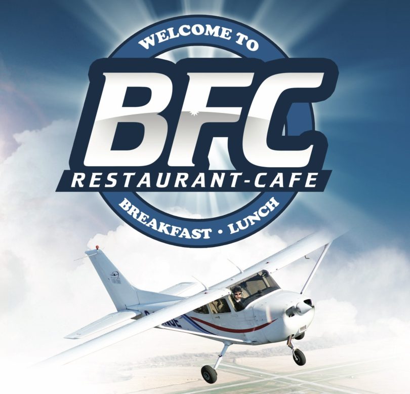 BFC restaurant logo and pic of plane