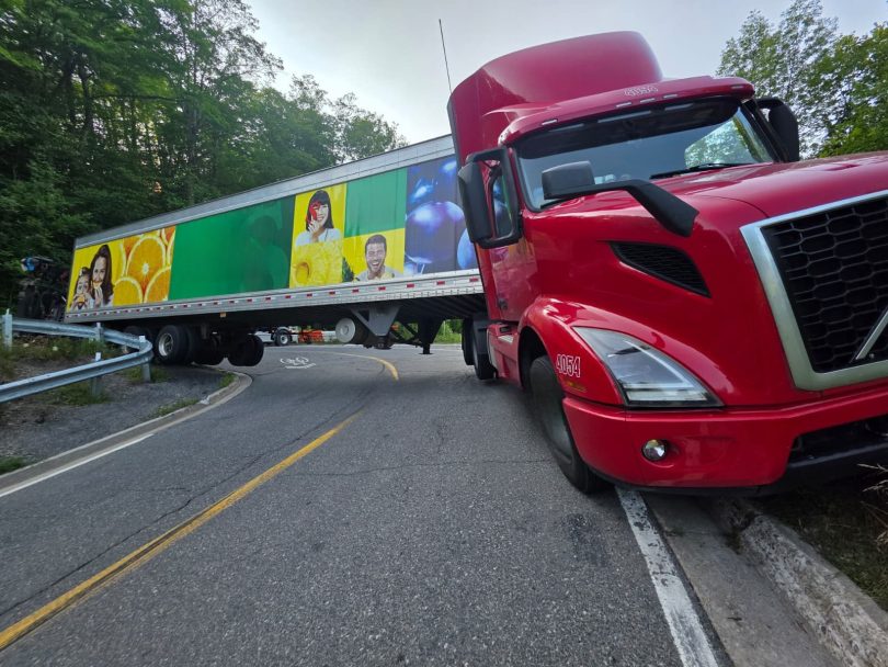 Truck blocking Forks of the Credit Road