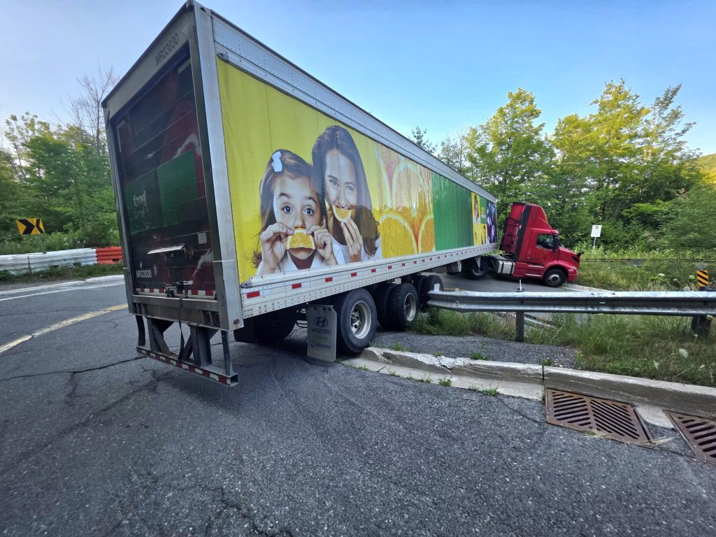 Truck blocking Forks of the Credit Road